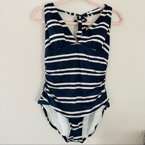 One Piece Navy Stripe Swimsuit - Picture 4 of 5